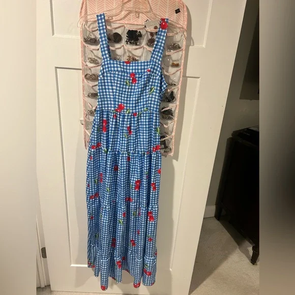 Blue Gingham Dress with cherries - Picture 1 of 1
